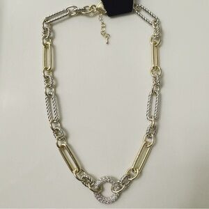 14K Gold Plated Cubic Zirconia Woven Crystal Pendant Necklace